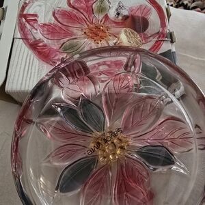 Sakura Pink Floral Glass Art Plate